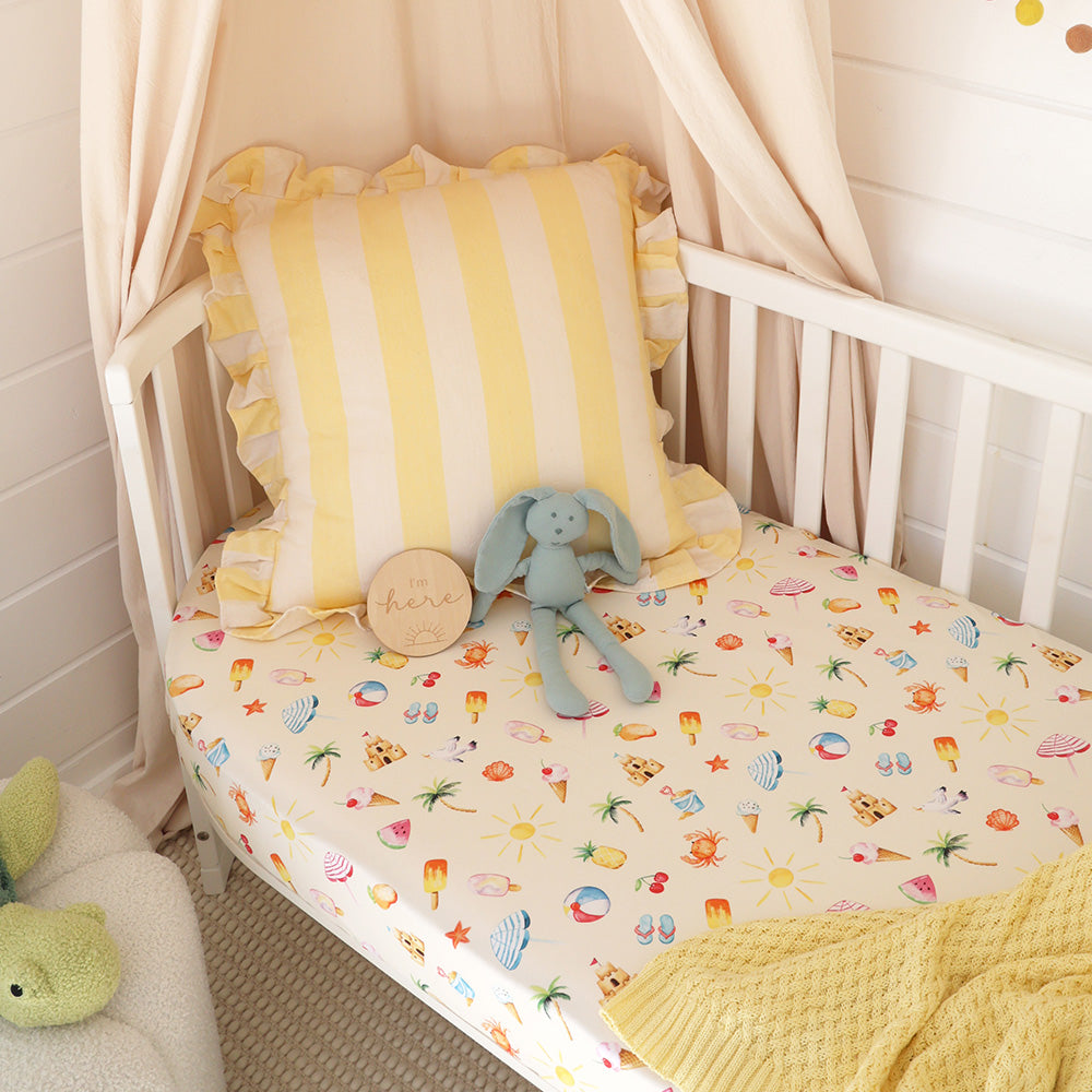 Snuggle Hunny Organic Cot Sheet Garden Beach Fun
