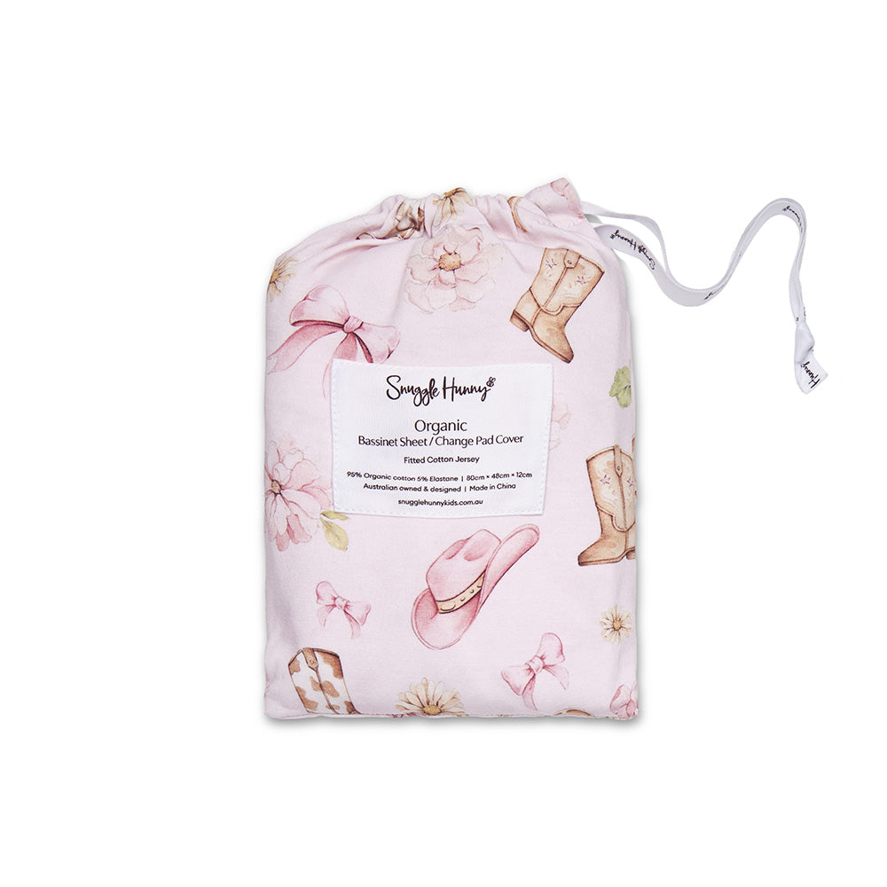 Snuggle Hunny Boots & Bows Orgnaic Bassinet/Change Pad Cover