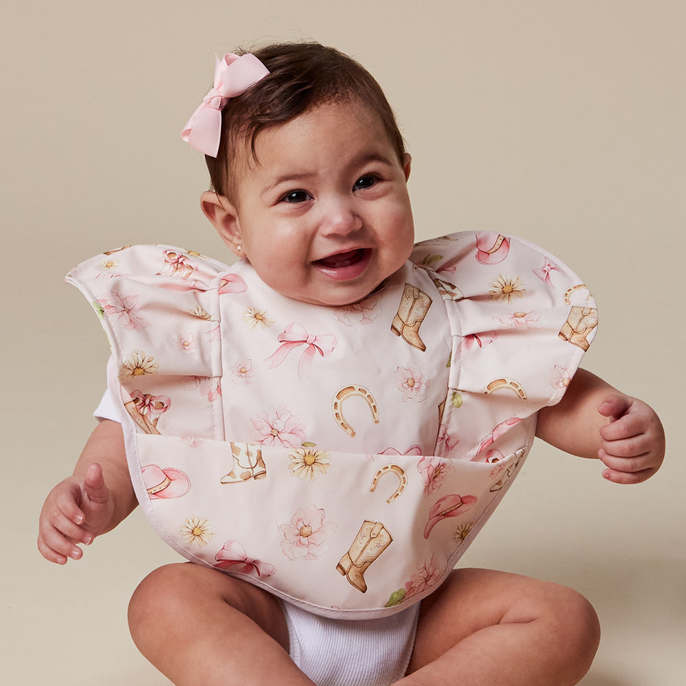Snuggle Hunny Boots & Bows Frill Snuggle Bib
