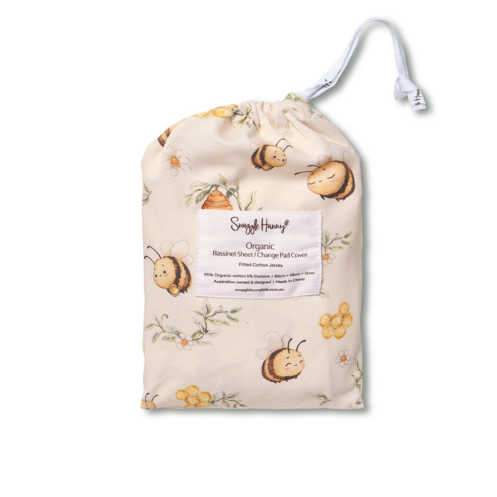 Snuggle Hunny Bumblebees Organic Bassinet Sheet/Change Pad Cover
