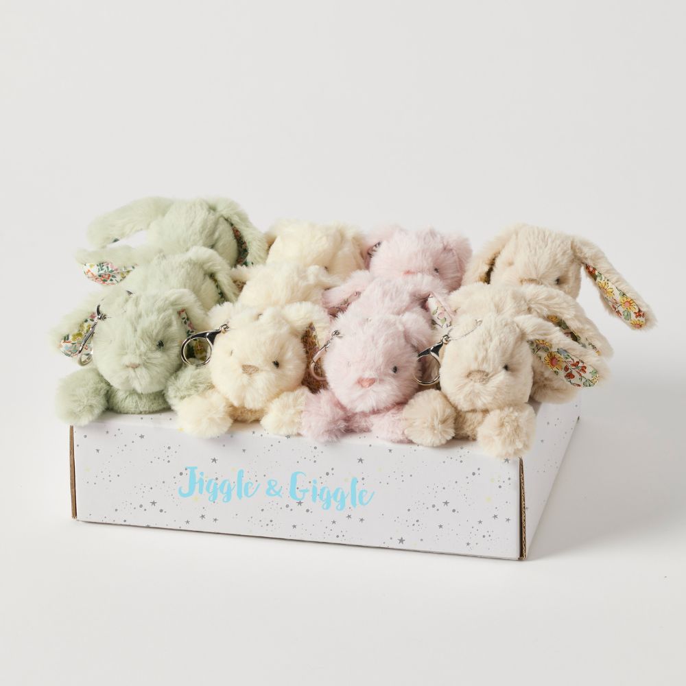 Jiggle and Giggle Floral Bunny Keychain