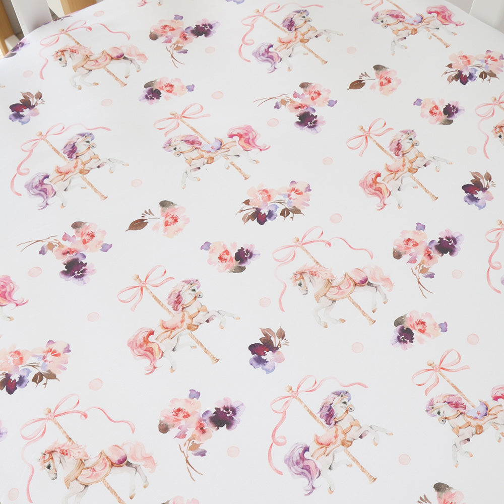 Snuggle Hunny Carousel Organic Fitted Cot Sheet