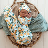 Snuggle Hunny Organic Jersey Wrap with Topknot Citrus Squeeze