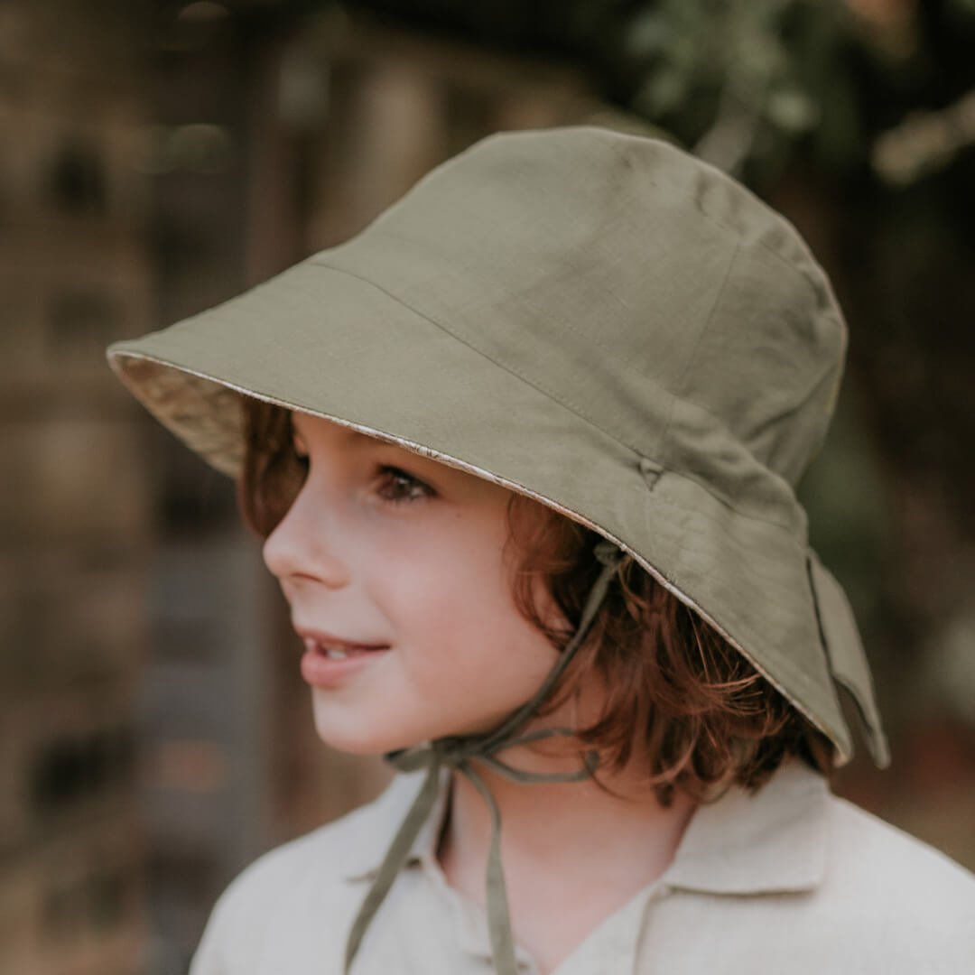 Bedhead Heritage Kids Reversible Classic Bucket Hat - Mallee/Moss
