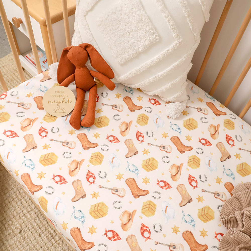 Snuggle Hunny Cowboys Organic Fitted Cot Sheet