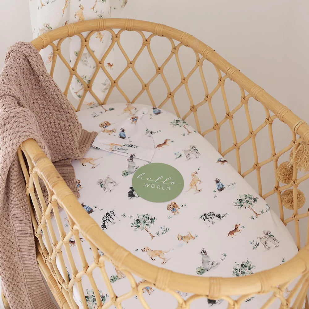 Snuggle Hunny Dog Park Organic Bassinet Sheet Change Pad Cover