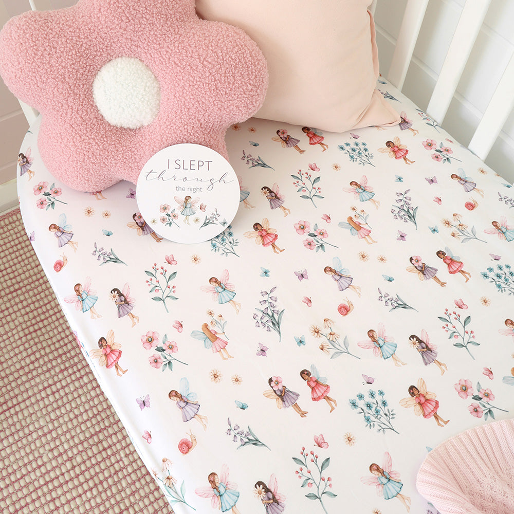 Snuggle Hunny Organic Cot Sheet Garden Fairy Garden