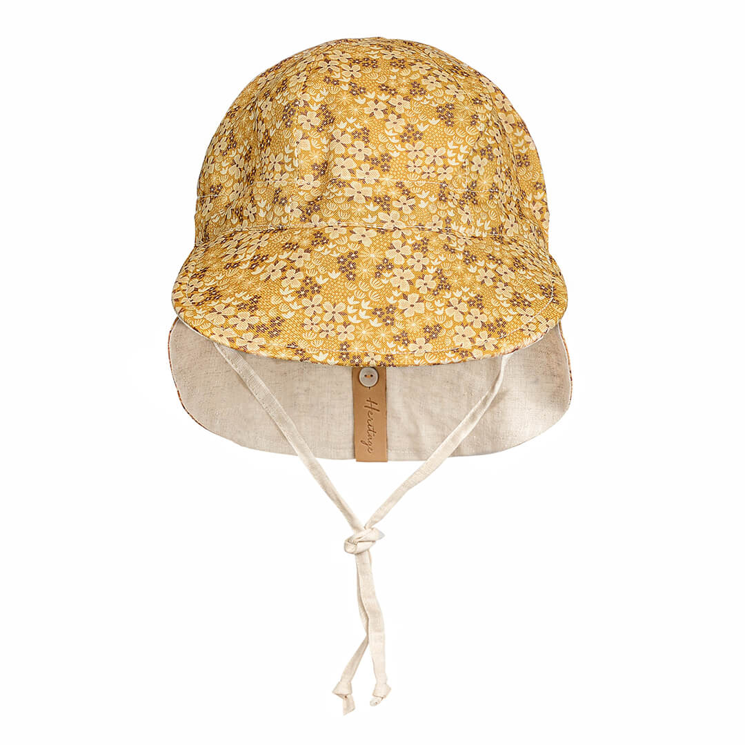 Bedhead Heritage Baby Reversible Flap Sun Hat - Farah/Flax