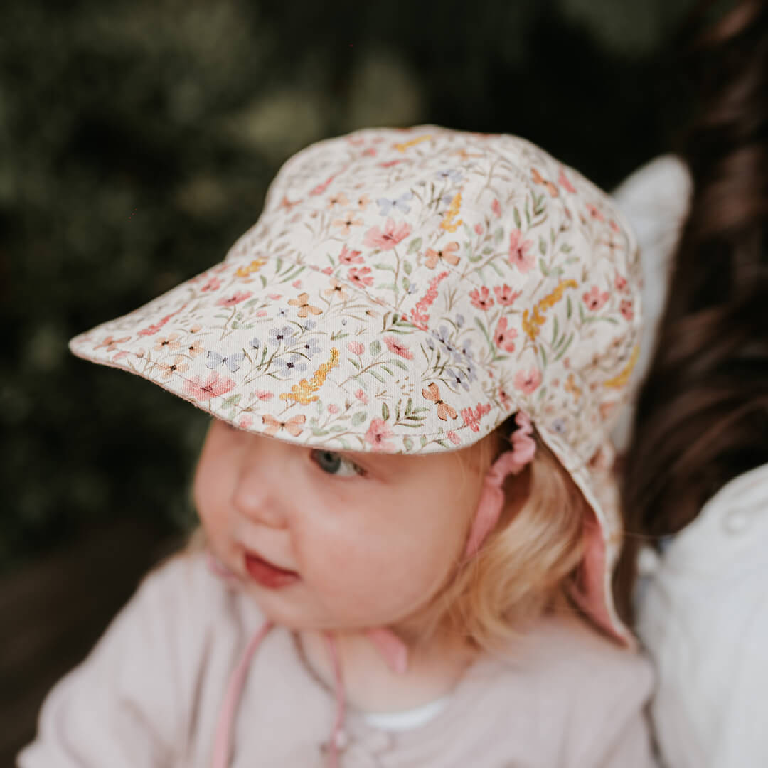 Bedhead Heritage Baby Reversible Flap Sun Hat - Paris/Rosa