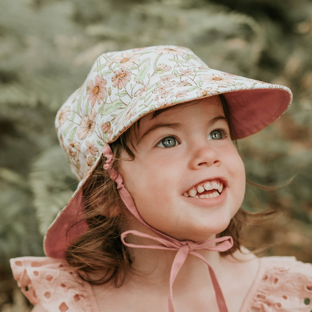 Bedhead Heritage Baby Reversible Flap Sun Hat - Poppy/Rosa