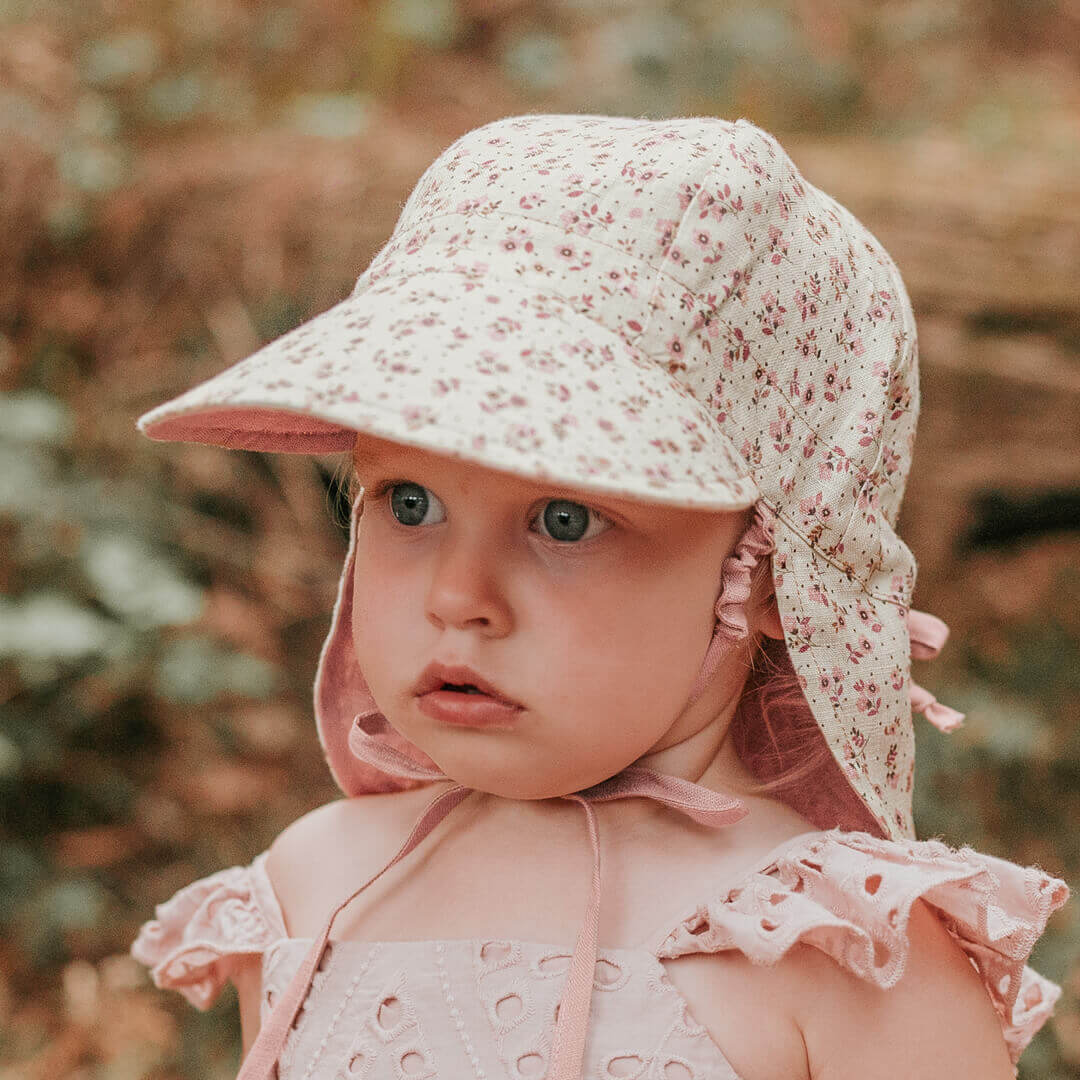 Bedhead Heritage Baby Reversible Flap Sun Hat - Ruby/Rosa