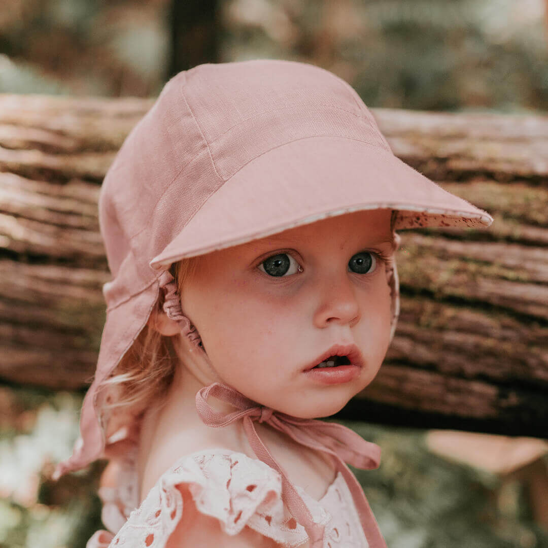 Bedhead Heritage Baby Reversible Flap Sun Hat - Ruby/Rosa