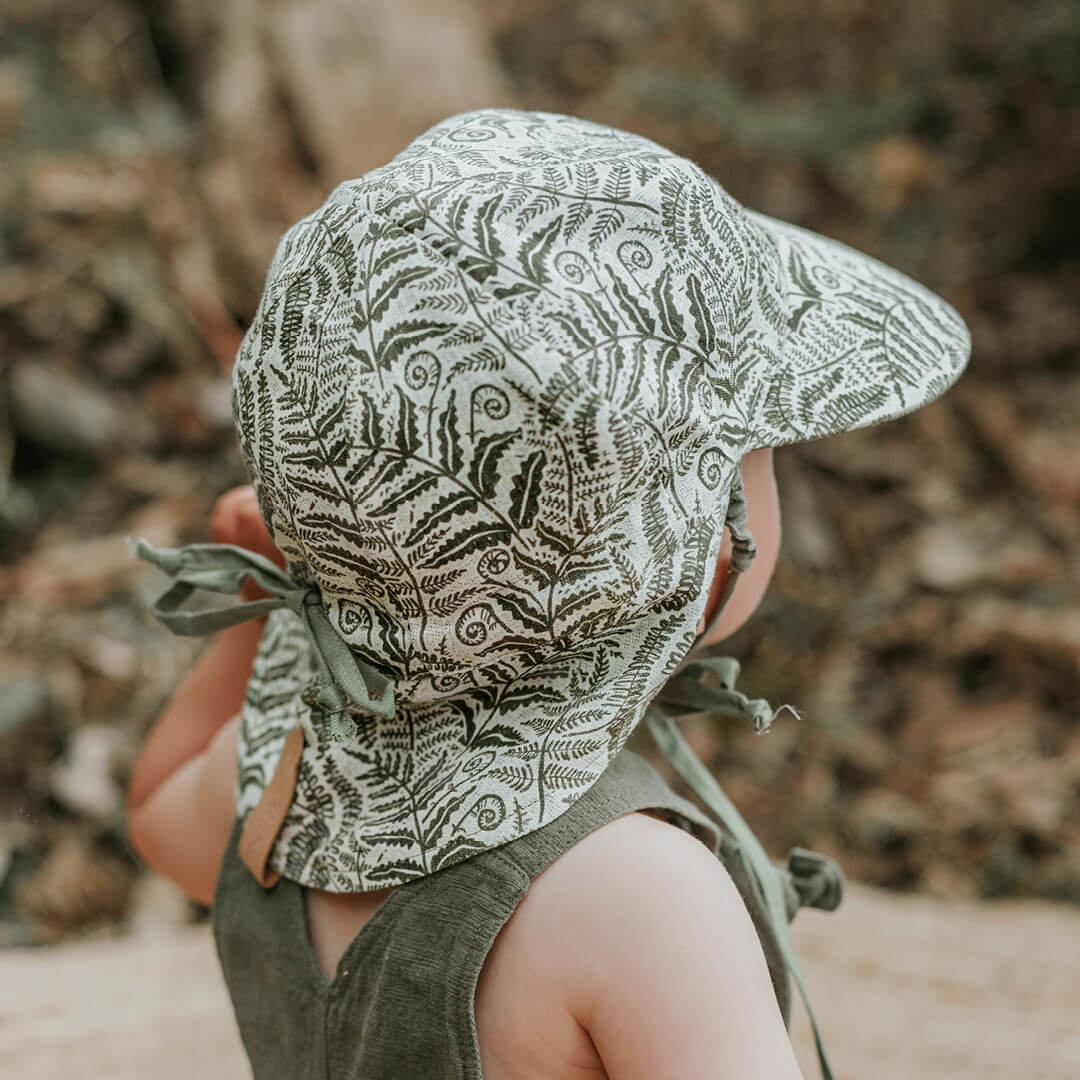 Bedhead Heritage Baby Reversible Flap Sun Hat - Fern/Moss