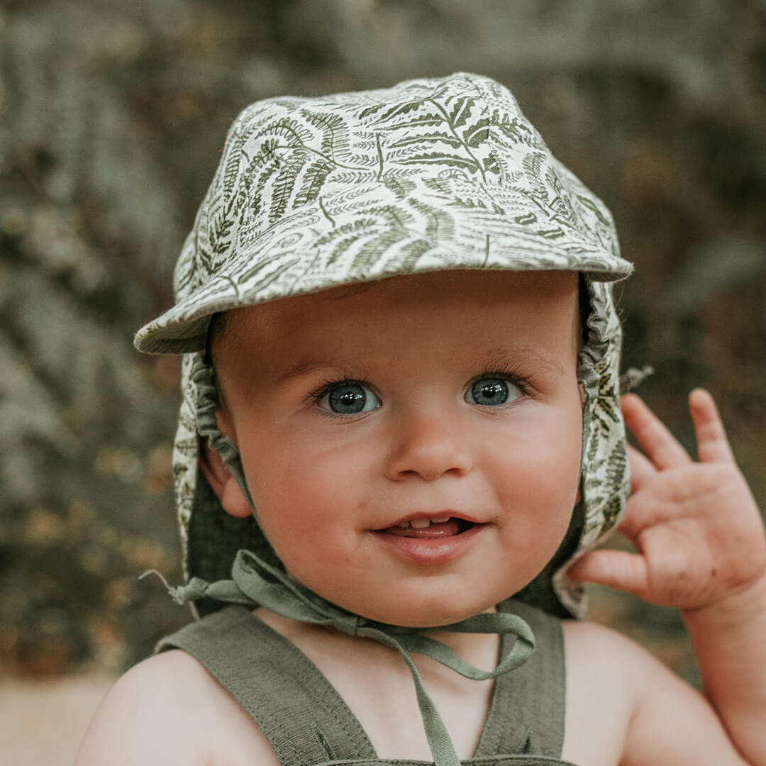 Bedhead Heritage Baby Reversible Flap Sun Hat - Fern/Moss