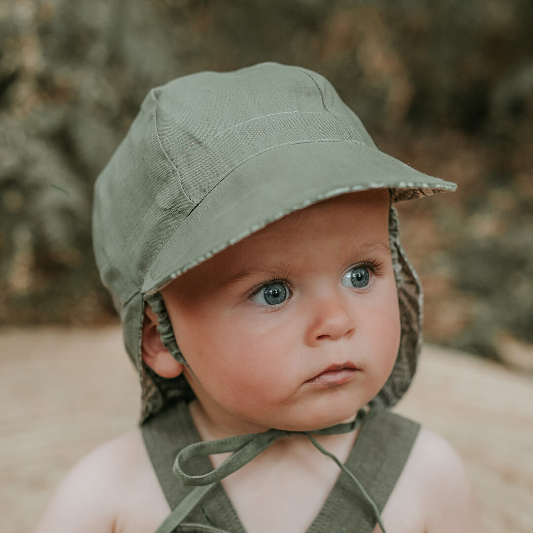 Bedhead Heritage Baby Reversible Flap Sun Hat - Fern/Moss