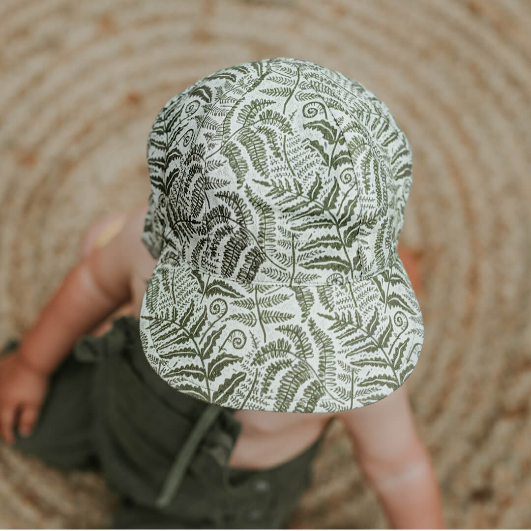 Bedhead Heritage Baby Reversible Flap Sun Hat - Fern/Moss