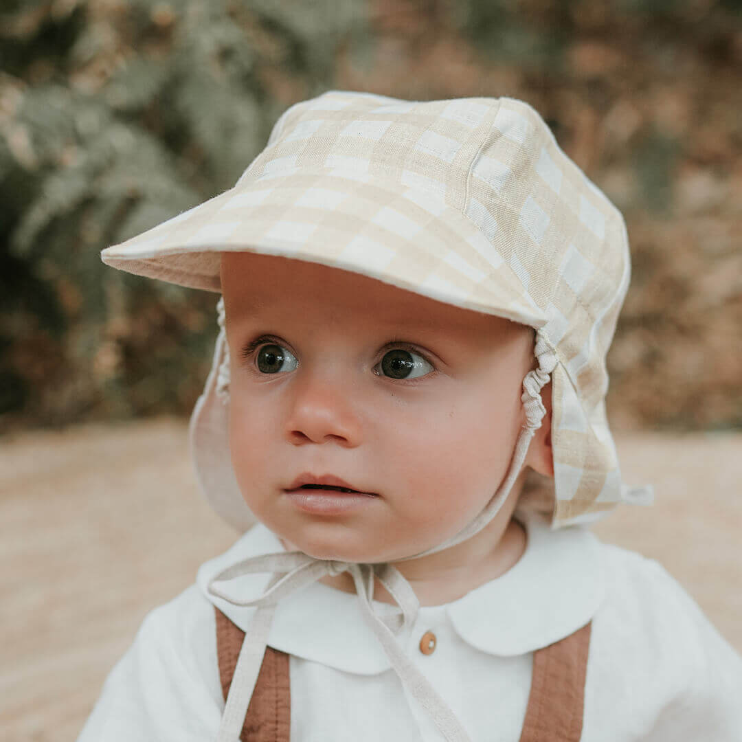 Bedhead Heritage Baby Reversible Flap Sun Hat - Flynn/Flax