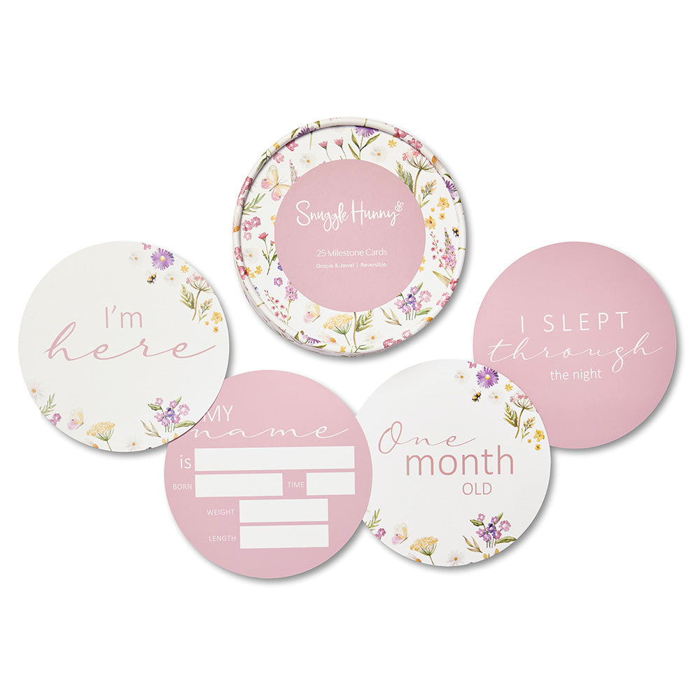 Snuggle Hunny Gracie & Jewel Pink Reversible Milestone Cards