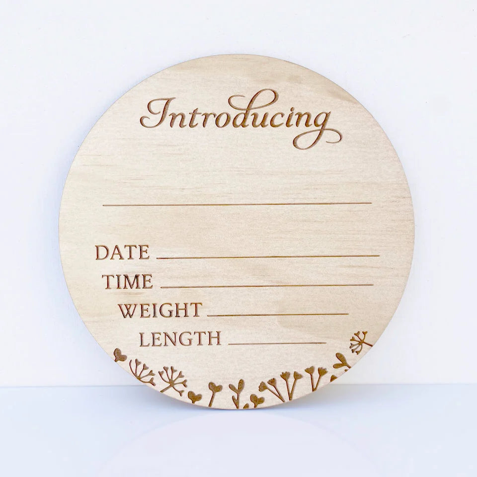 Hello Fern Birth Announcement Disc Wildflowers