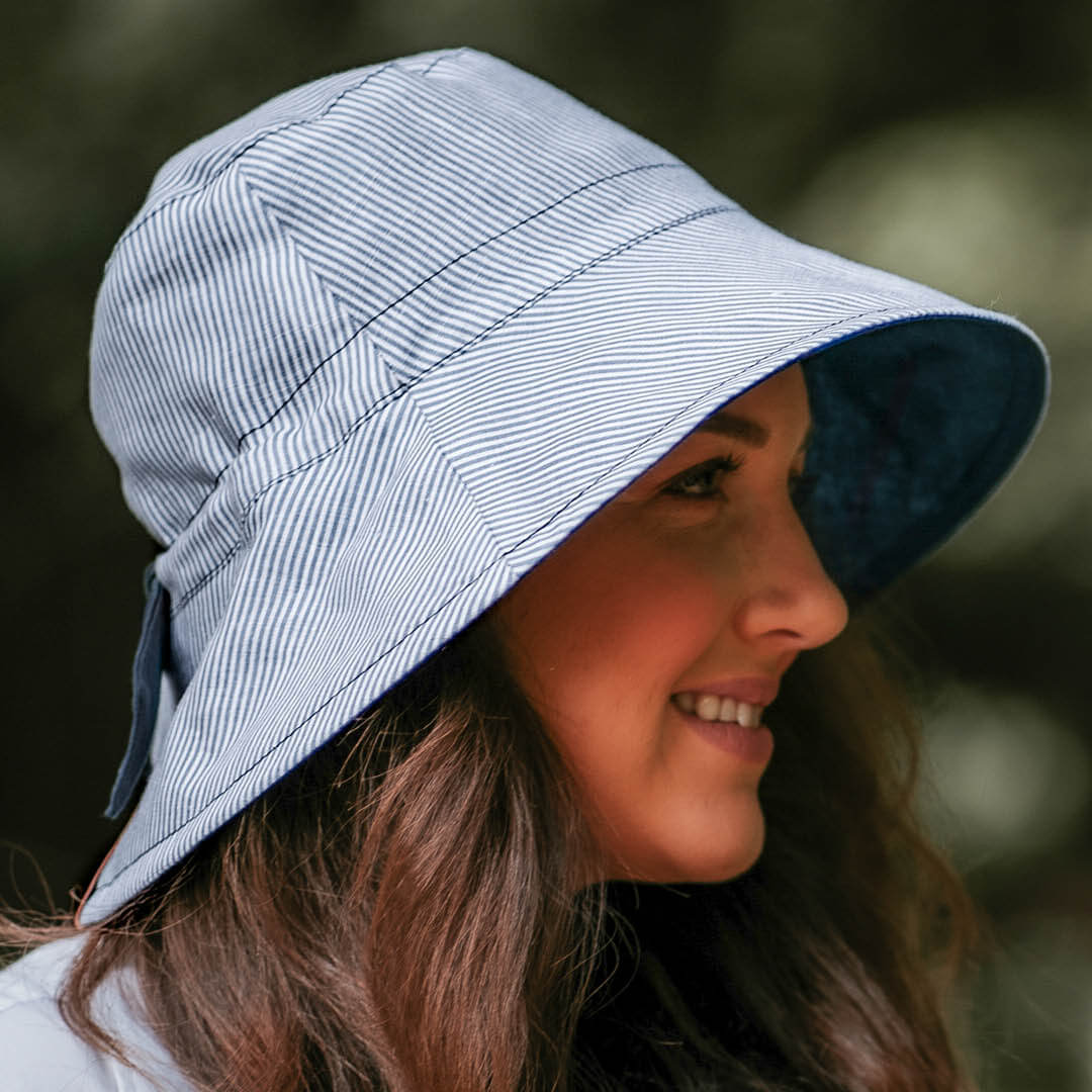 Bedhead 'Vacationer' Ladies Reversible Sun Hat - Charlie/Indigo