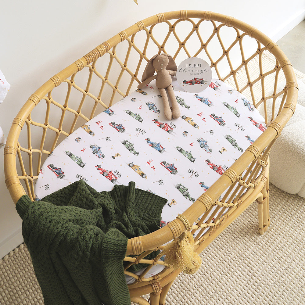 Snuggle Hunny Little Racers Organic Bassinet Sheet Change Pad Cover