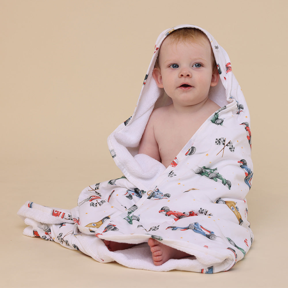 Snuggle Hunny Little Racers Organic Hooded Baby Towel