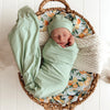 Snuggle Hunny Organic Jersey Wrap with Beanie Mint
