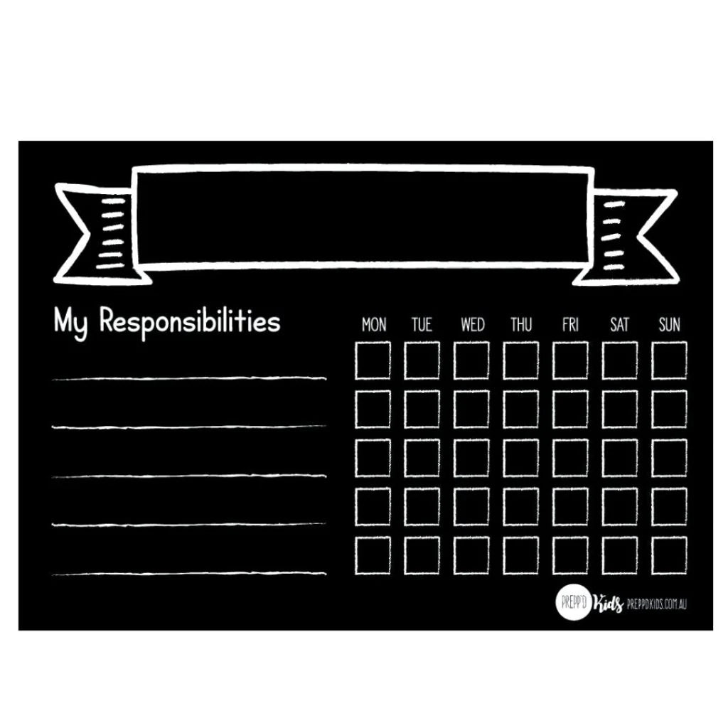 Prepp'd Kids My Responsibility Chart A4
