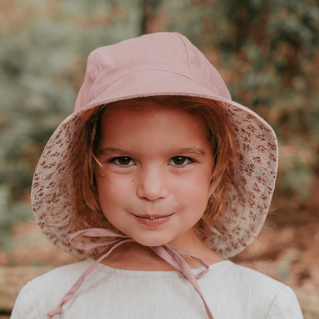 Bedhead Heritage Girls Reversible Panelled Bucket Sun Hat - Ruby/Rosa