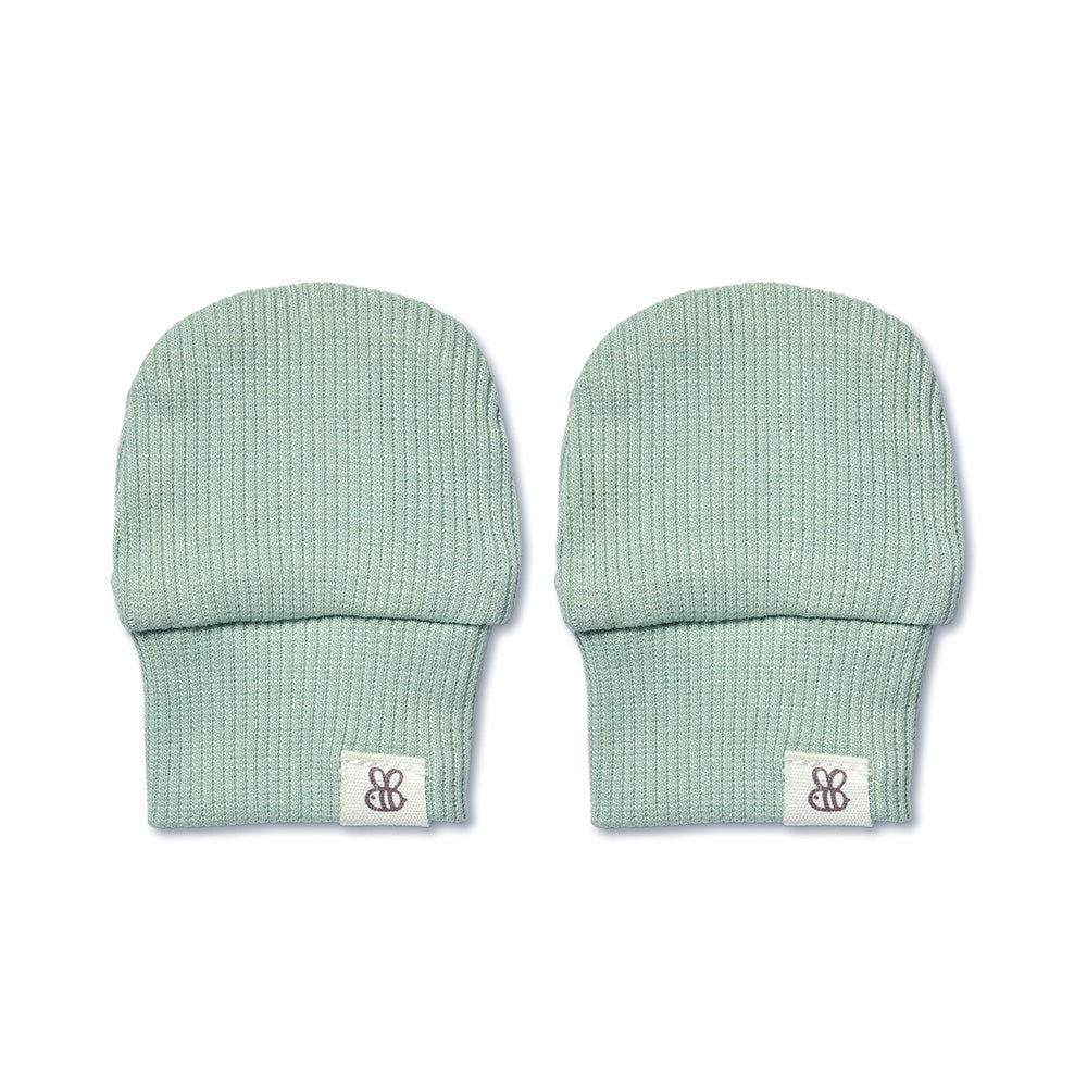 Snuggle Hunny Sage Organic Cotton Rib Mittens
