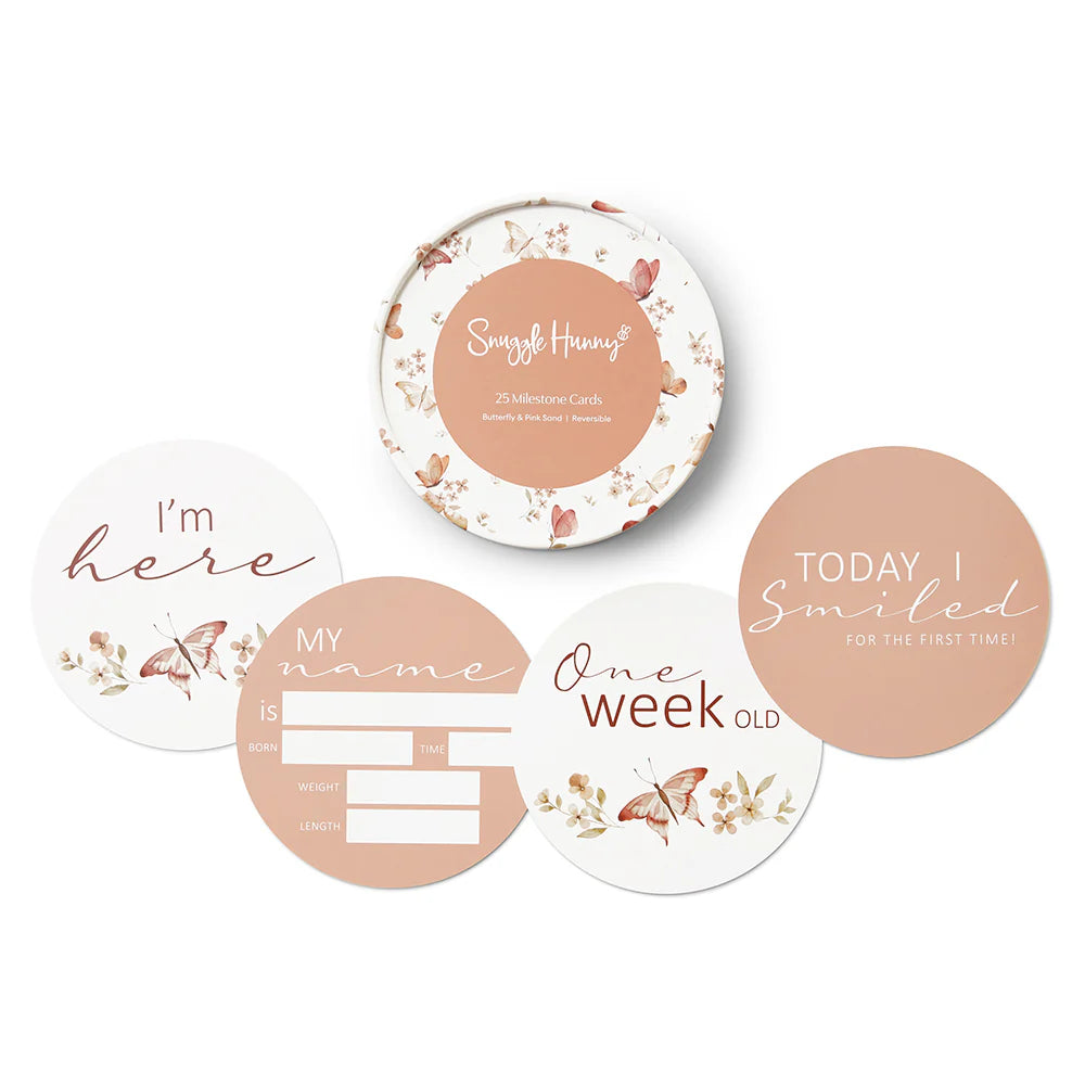 Snuggle Hunny Reversible Milestone Cards Butterfly and Pink