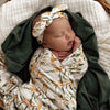 Snuggle Hunny Organic Jersey Wrap with Topknot Golden Wattle