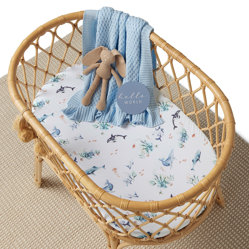 Snuggle Hunny Ocean Organic Bassinet Sheet Change Pad Cover