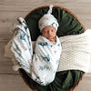Snuggle Hunny Organic Jersey Wrap with Beanie Ocean