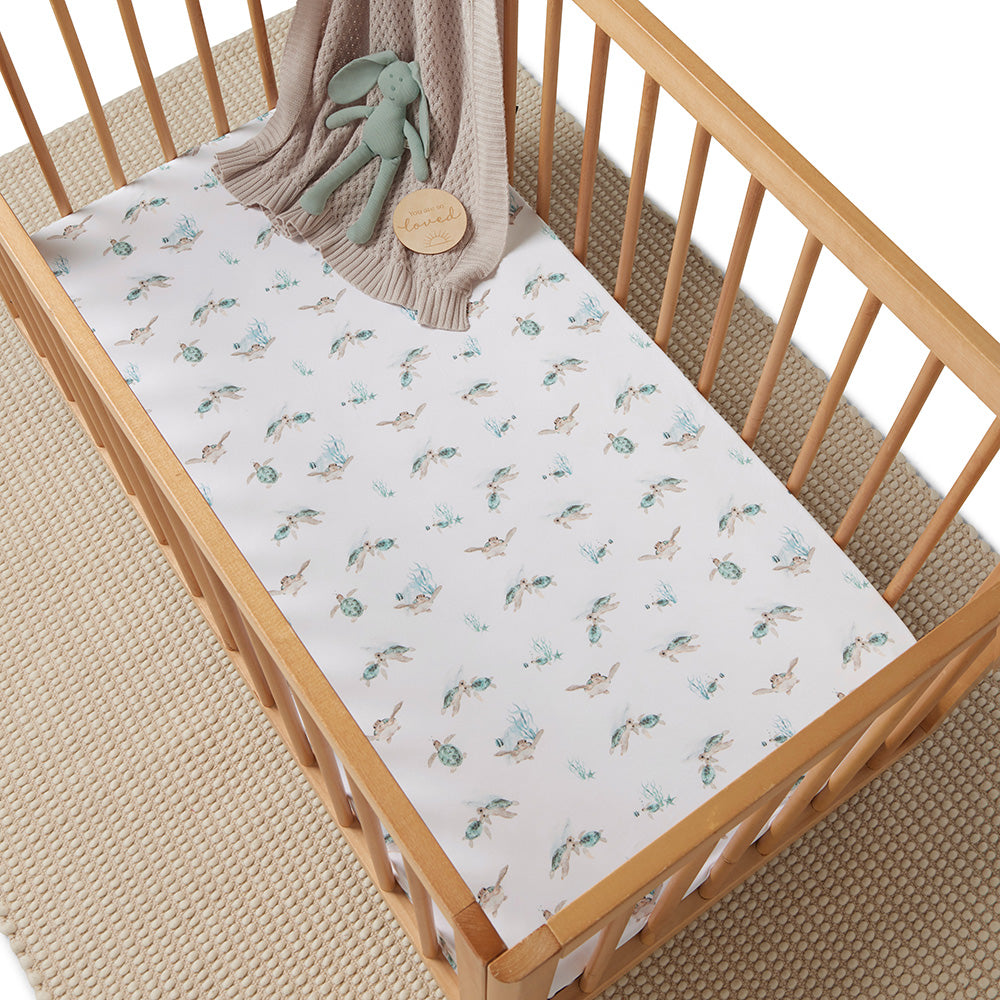 Snuggle Hunny Turtle Organic Fitted Cot Sheet