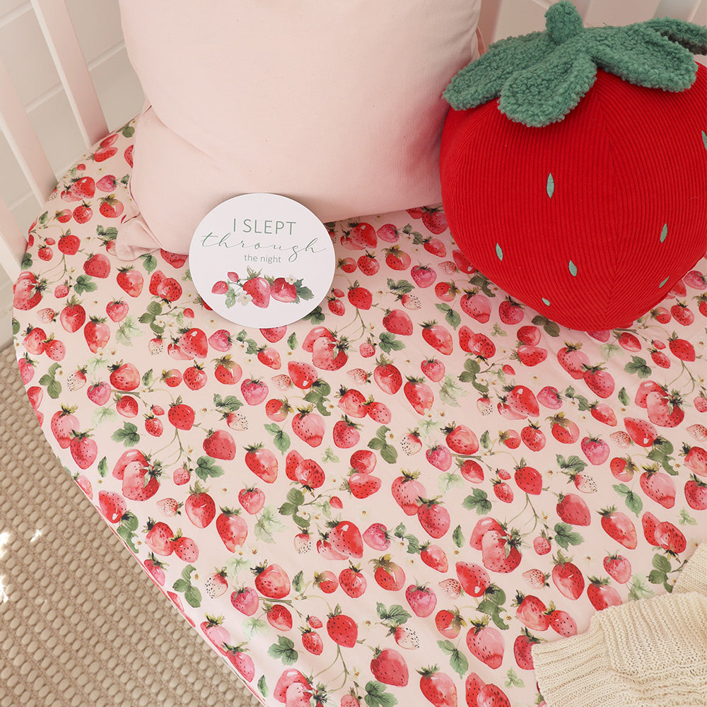Snuggle Hunny Organic Cot Sheet Garden Strawberry