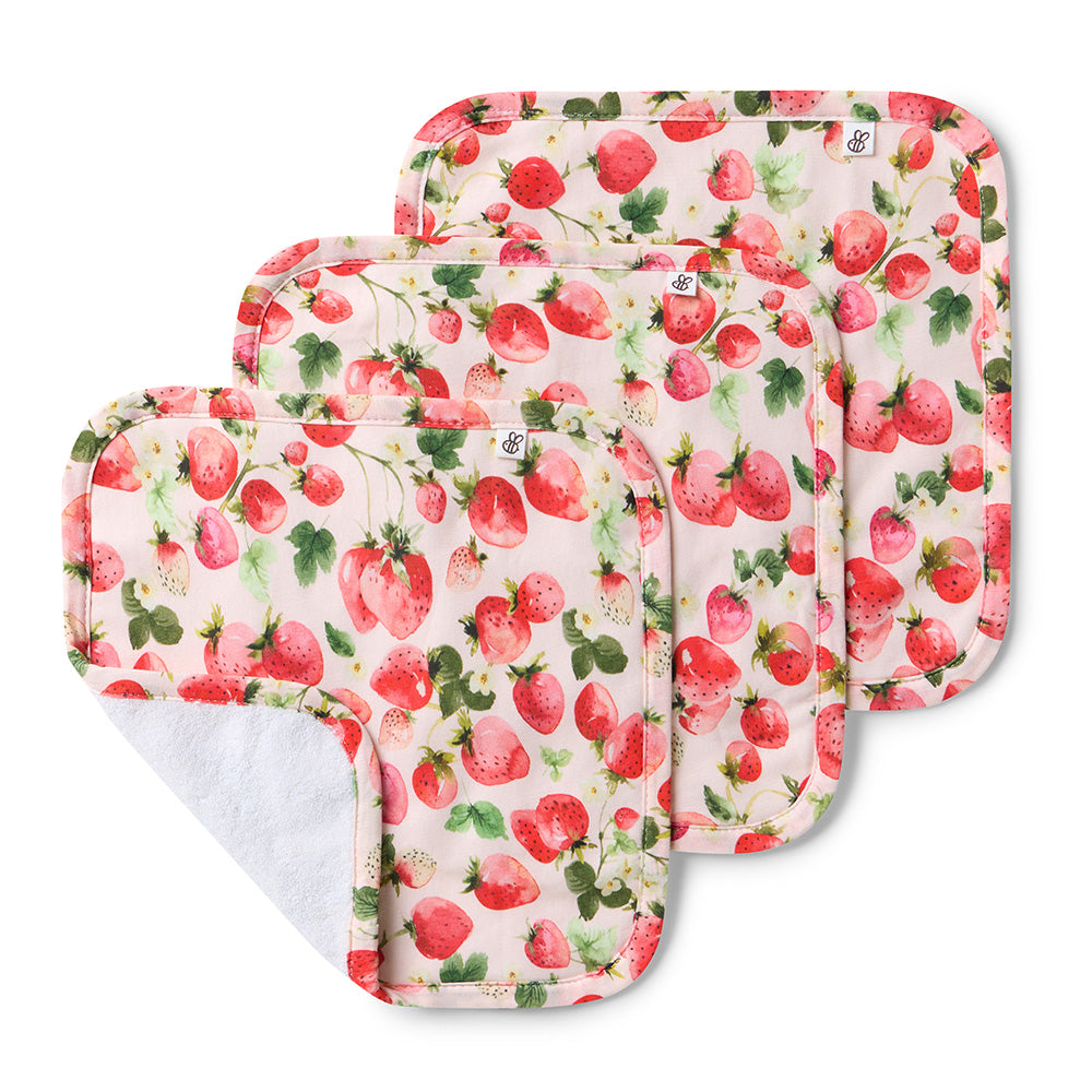Snuggle Hunny Organic Wash Cloths Strawberry