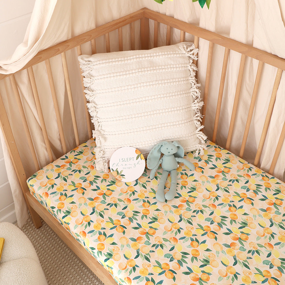 Snuggle Hunny Organic Cot Sheet Sunny Citrus