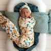 Snuggle Hunny Organic Jersey Wrap with Beanie Sunny Citrus