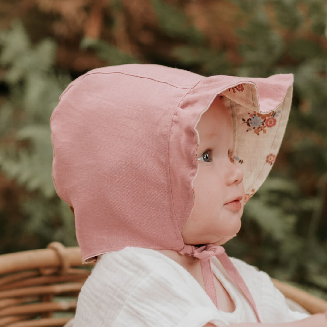 Bedhead Heritage Reversible Ruffle Bonnet - Primrose/Rosa