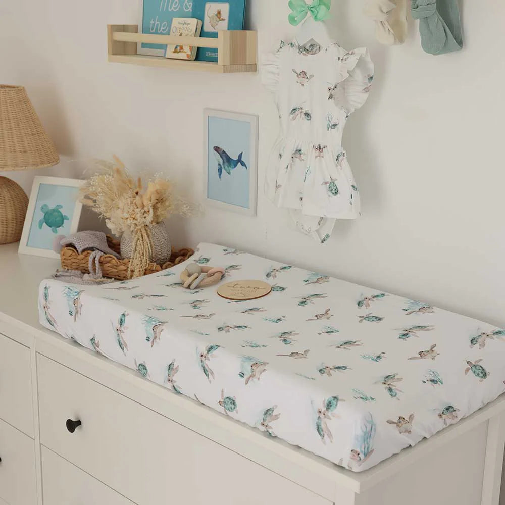 Snuggle Hunny Turtle Organic Bassinet Sheet Change Pad Cover