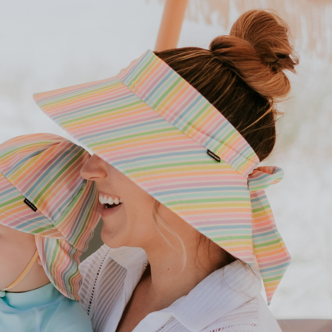 Bedhead Ladies Wide-Brimmed Swim Visor Beach Hat - Rainbow