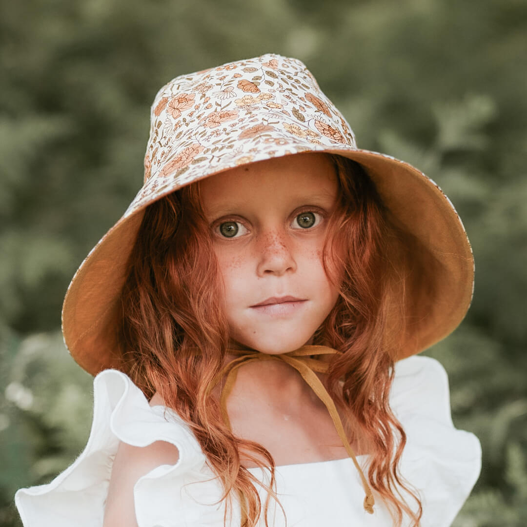 Bedhead Heritage Girls Reversible Wide Brimmed Bonnet Sun Hat - Marie/Maize