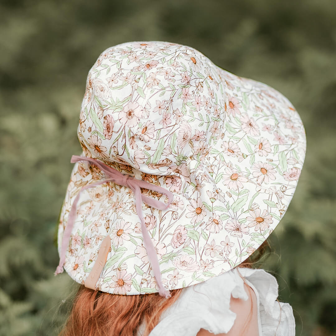 Bedhead Girls Reversible Wide Brimmed Sun Bonnet - Poppy/Rosa