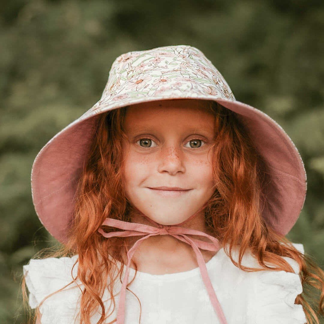 Bedhead Girls Reversible Wide Brimmed Sun Bonnet - Poppy/Rosa