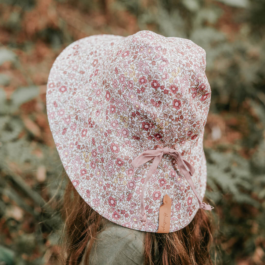 Bedhead Heritage Girls Reversible Wide Brimmed Bonnet Sun Hat -Ramble/Rosa