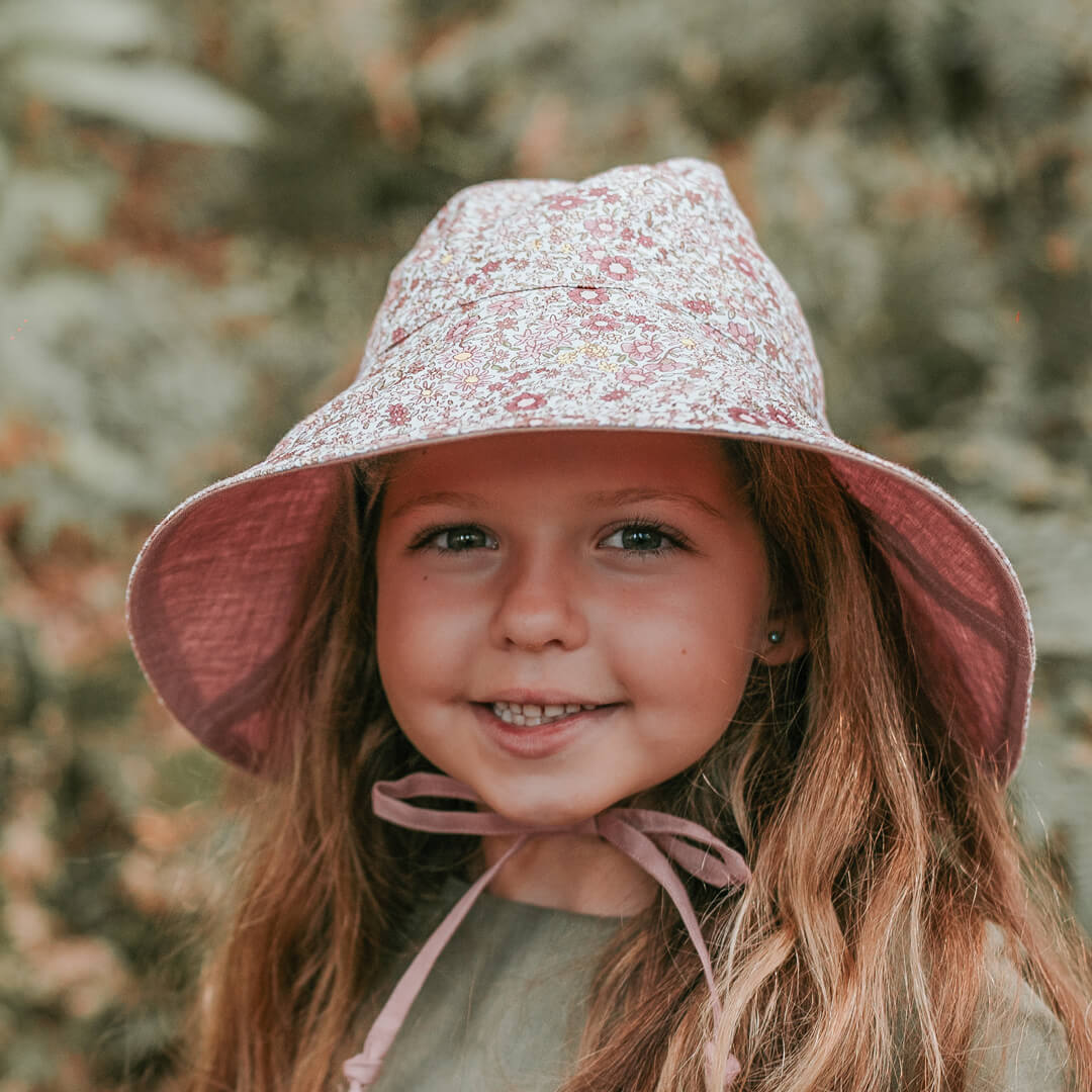 Bedhead Heritage Girls Reversible Wide Brimmed Bonnet Sun Hat -Ramble/Rosa