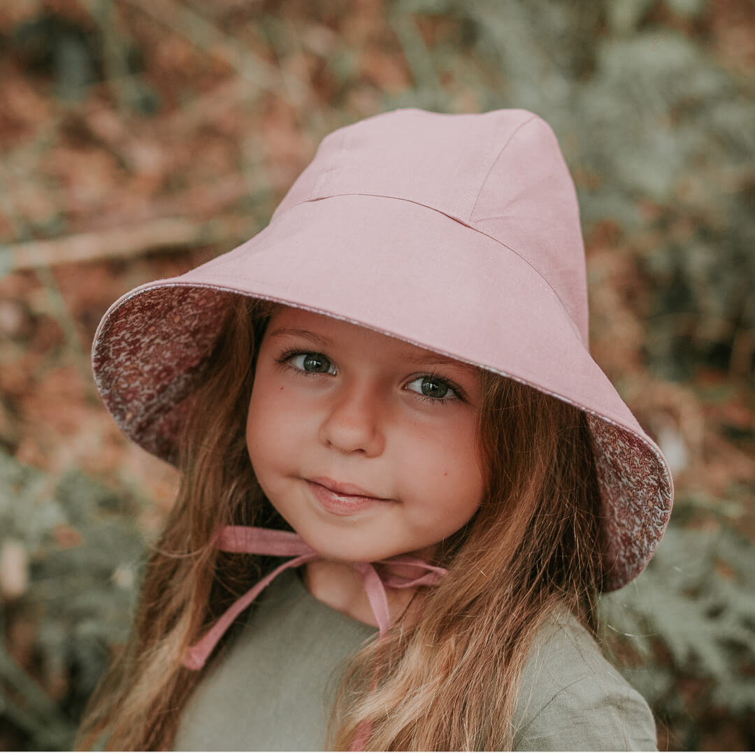 Bedhead Heritage Girls Reversible Wide Brimmed Bonnet Sun Hat -Ramble/Rosa