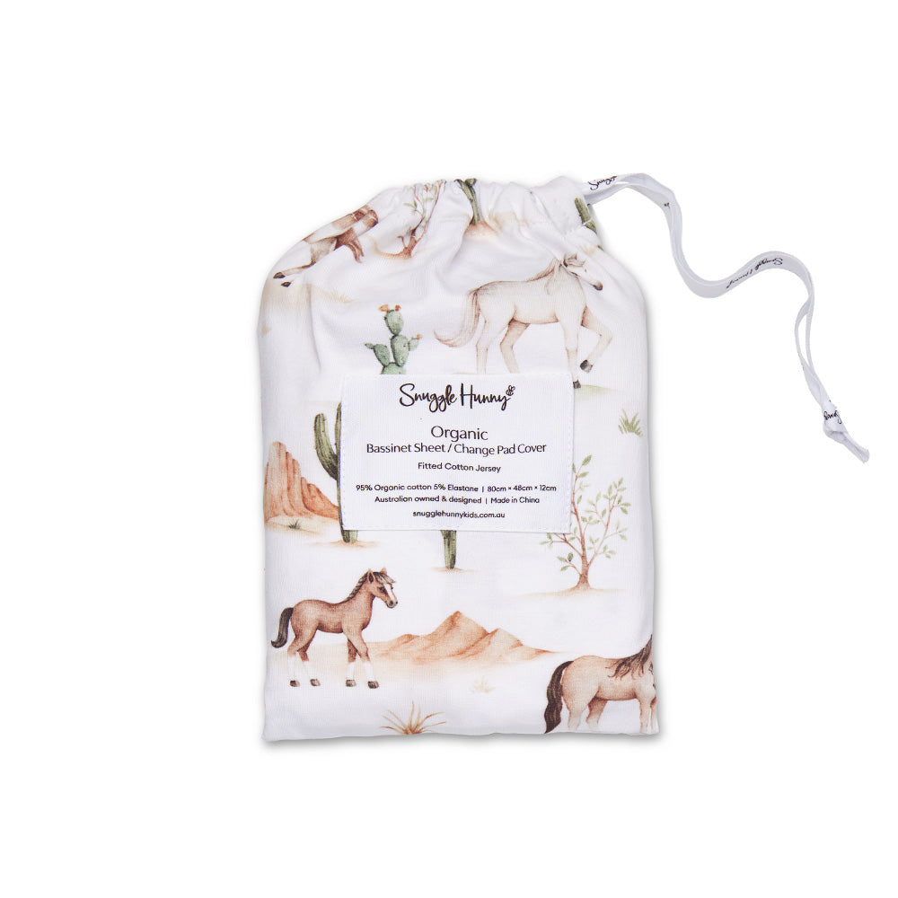 Snuggle Hunny Wild Horses Organic Bassinet Sheet/Change Pad Cover