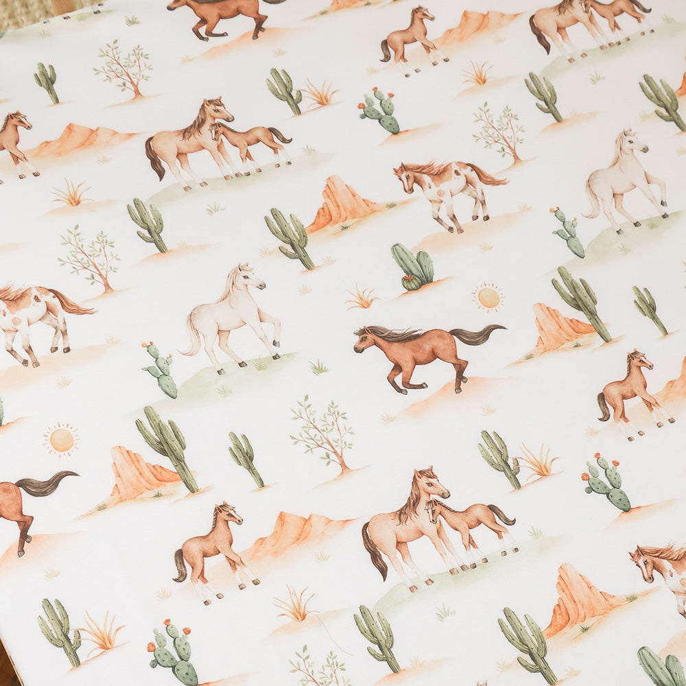 Snuggle Hunny Wild Horses Organic Cot Sheet